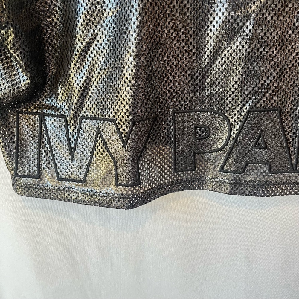 Ivy Park NWT Metallic mesh crop top XS Gunmetal silver black Womens T-shirt NEW - Picture 6 of 7